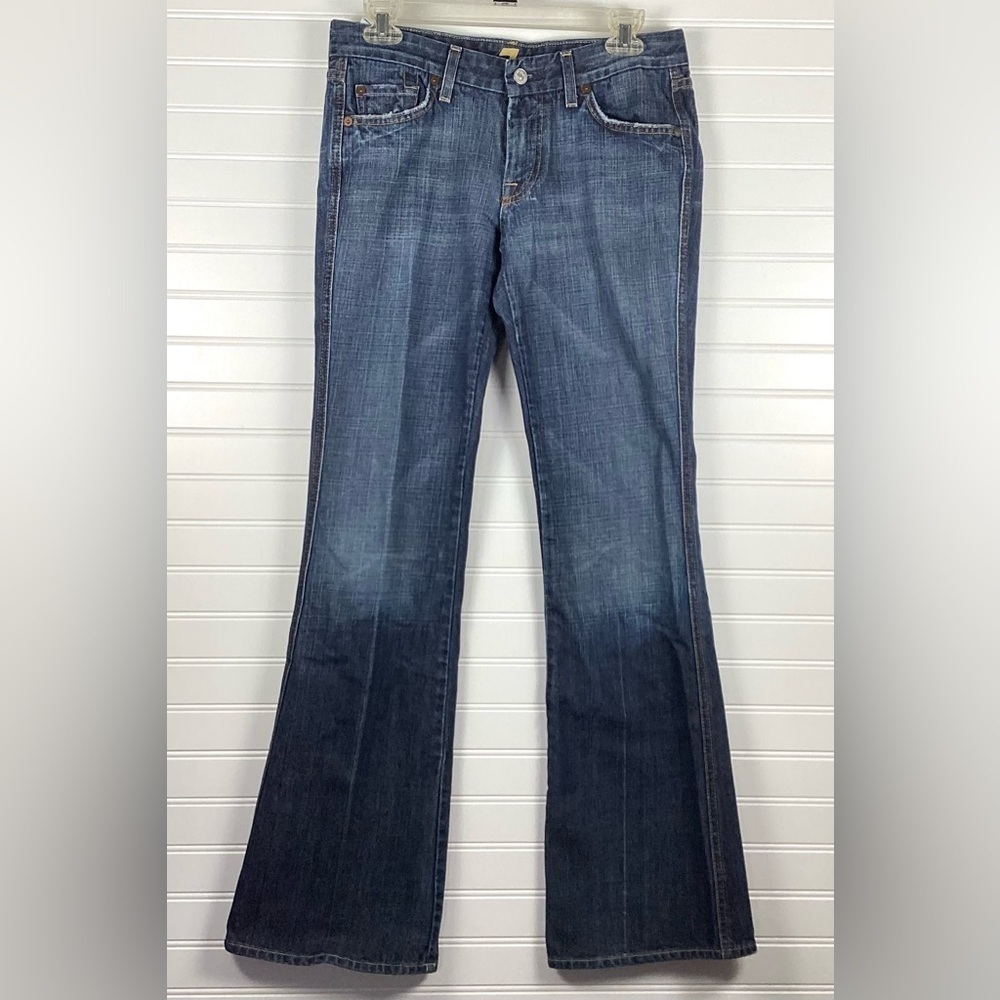 7 For All Mankind Jeans Womens 29 A Pocket Mid Rise Distressed Blue Denim